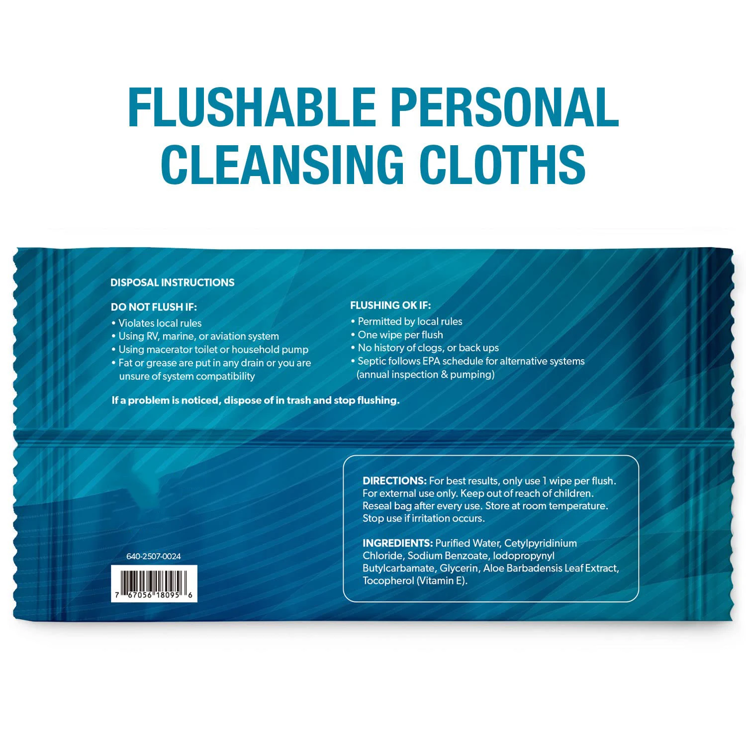 24 Wipes Natural Plant Based Anti-bacterial Single Flushable Wet Wipes For Sensitive Skin