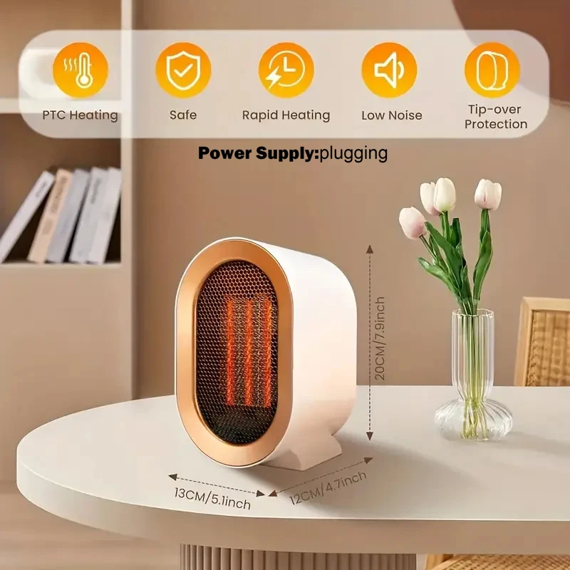 Desktop Heater Household Electric Portable Fan 1200W PTC Fast Heating Warmer Machine for Winter Home and Office