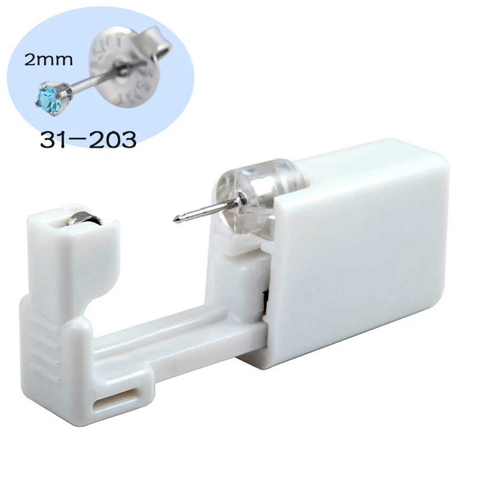 CZ earring stud Disposable 316L stainless steel ear piercing kit low pain piercing gun set wholesale puncture tool  for women