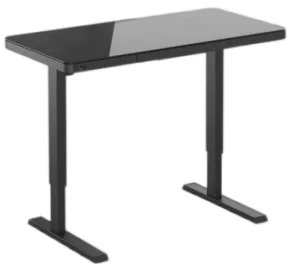 Electric Height Adjustable Desk Single Motor Standing Desk With Glass Tabletop Sense Touch Panel And   Wifi Charger