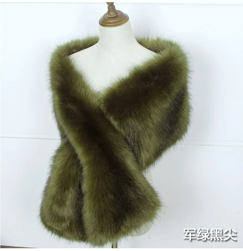 Wholesale long warm ladies faux fur shawl fashion bride lady faux fur scarf shawl wrap stole