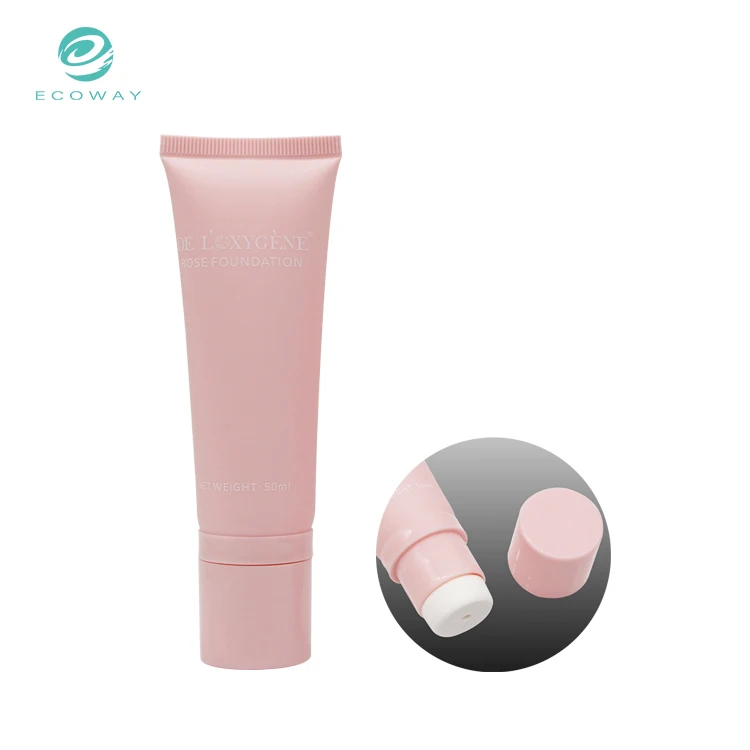 Foundation packaging pink soft plastic cosmetic tube with sponge head