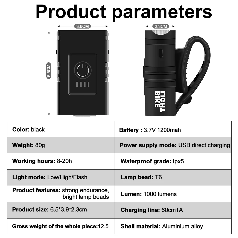 Factory Customized Outdoor Riding Equipment USB Rechargeable Bike Light Led Waterproof Night Riding Lighting Bicycle Lights Set