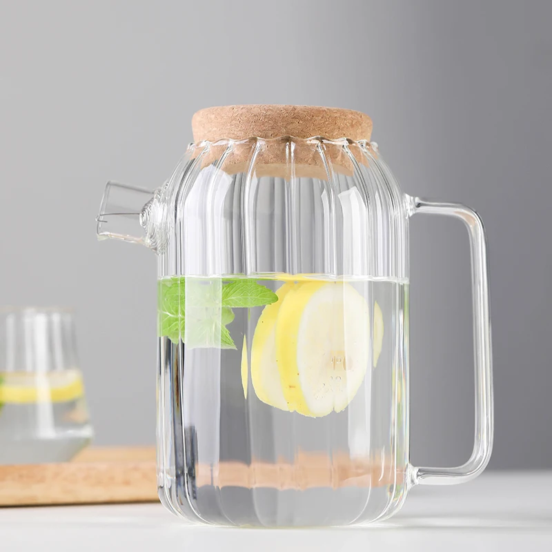 Creative Vertical Striped High Borosilicate Glass Teapot Set Transparent Heat Resistant Glass Teapot with Lid