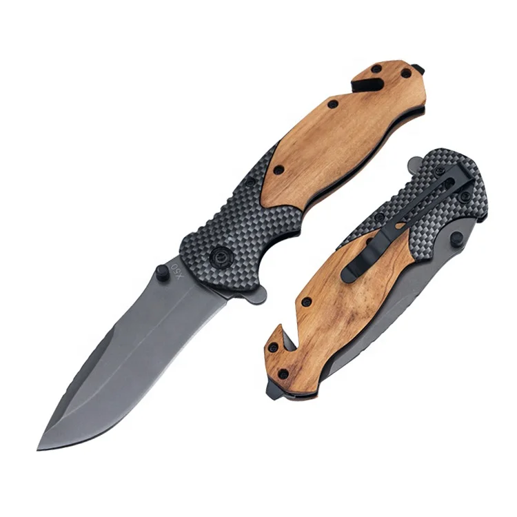 Wood Edc Blades Outdoor Camping Survival Tactical Utility Knife Hunting Handle X50 Folding Blade Protect Knife Pocket Knives