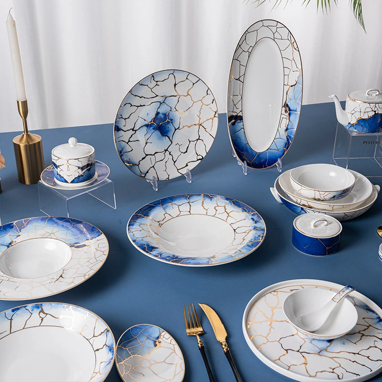 PITO Horeca new design decal bone china dinnerware sets wholesale tableware set luxury homewares ceram porcelain dinner sets