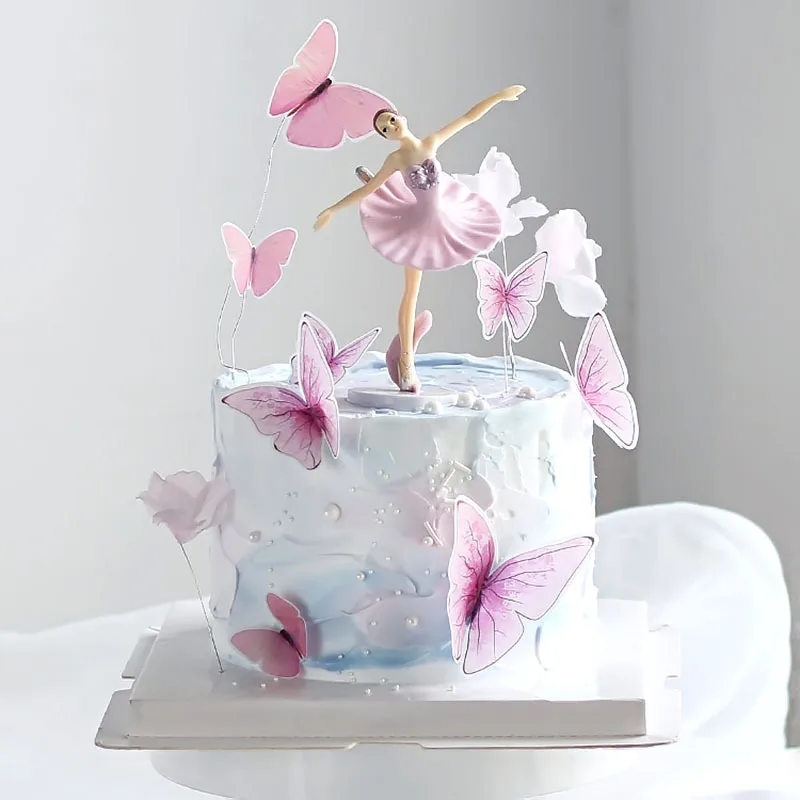 happy birthday cake topper mix  Decoration Gold Butterfly Paper Cake Topper Set Dressing on baking Topper Wedding Bride Dessert