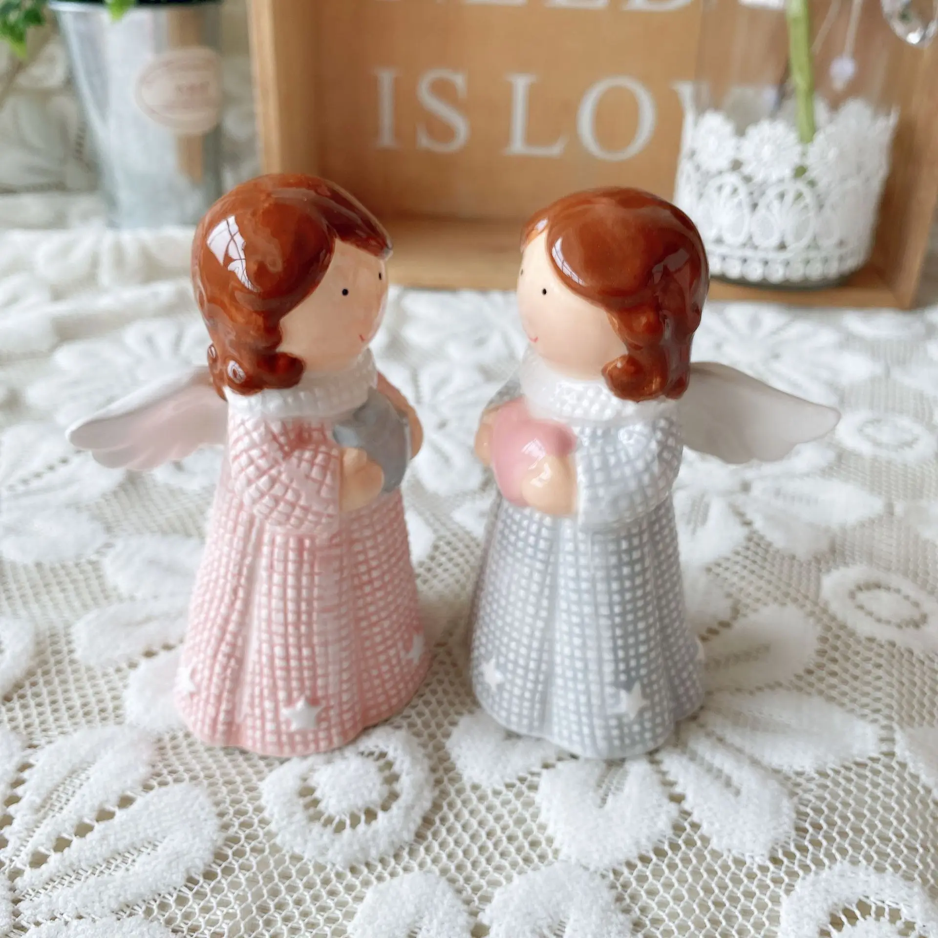 Lovely Little Porcelain Baby Angel Figurine Ceramic Angels For Home Decor