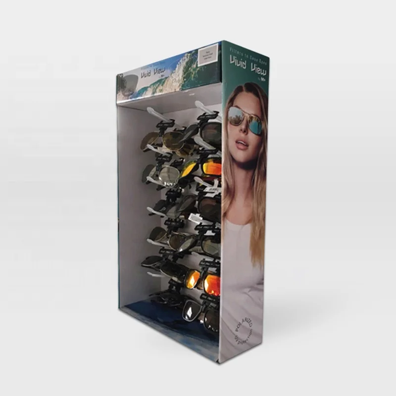 Easy Assembly Wall Mounted Corrugated Cardboard Sunglass Display Racks Cardboard Display Stand for Sunglasses