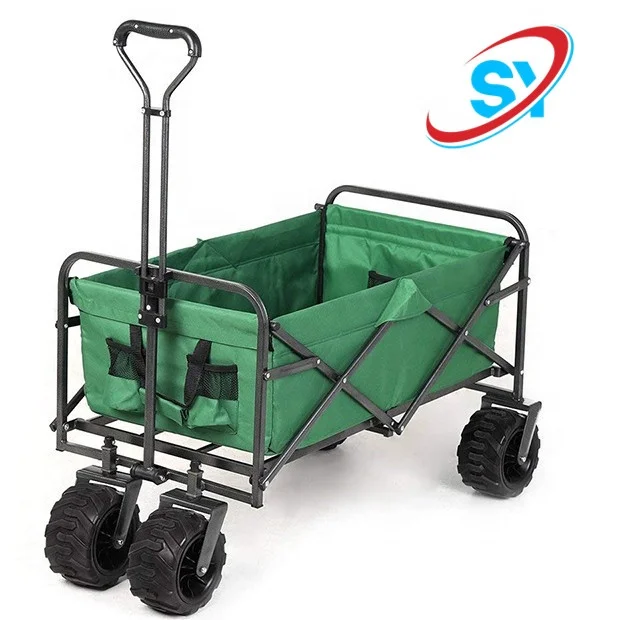 Collapsible beach Handcart outdoor wagon Off-road Transport Folding Roll Container 600D Fabric and Steel 1pc/carton 63*19*75cm
