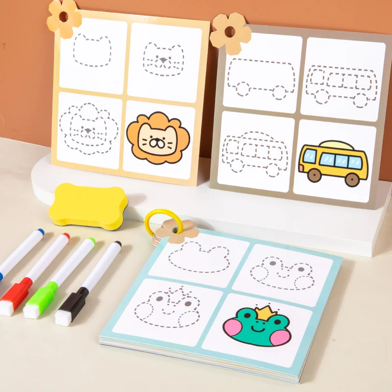 Educational drawing notebook with control pen for drawing children for years 2-4 and 5-7