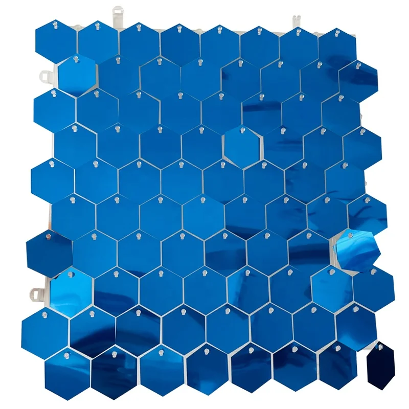 Mermaid hexagonal honeycomb shape wedding events interlocking sequin shimmer wall backdrop panels