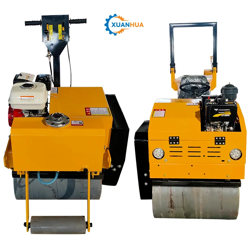small vibratory ride on double drum road roller machine with 24 hours online after-sale service