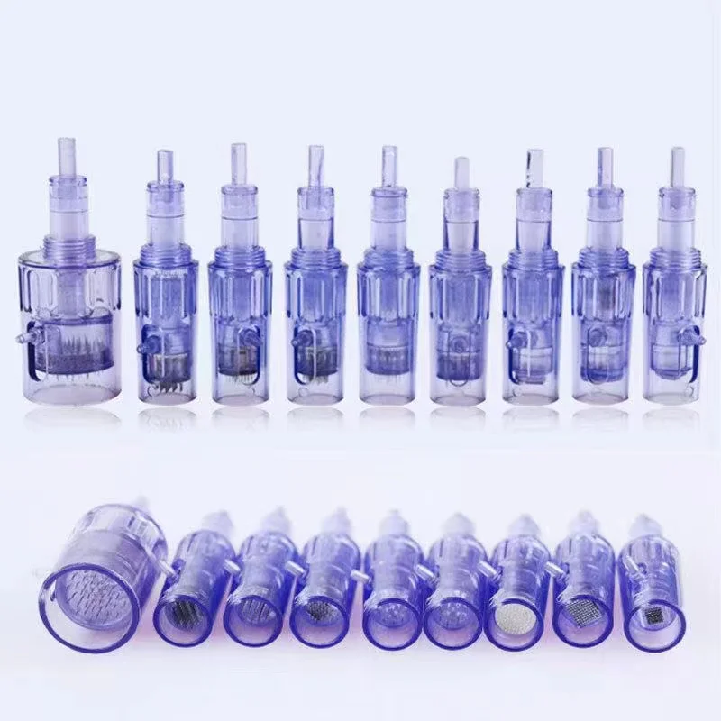 Crystal Blue Microneedle Screw Cartridge Replacement Pen Micro Needle 12 Pin/36 Pin /42 Pin/nano Tattoo Needles for Derma 3mm
