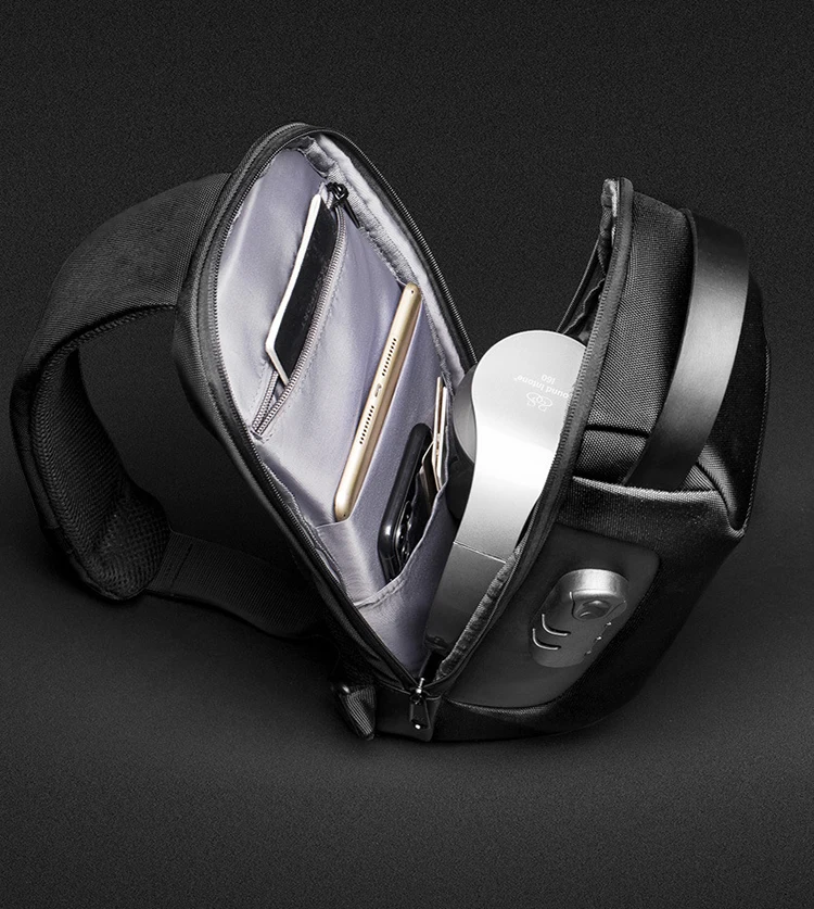 Wholesale Digital Products Carrying Bag Driving Waterproof Daypack Anti Theft Chest Bag With Password Lock Charging Port For Men