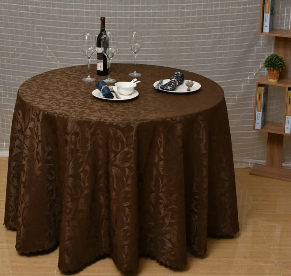 Hotel round waterproof polyester table cover cloth dining  table mat disposable tablecloth oil-proof