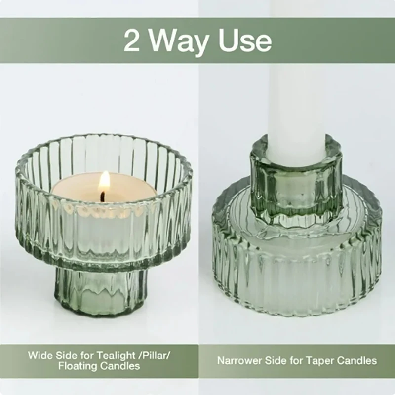 EIPP Set Of 3 Clear Glass Taper Candle Stick Holder Multipurpose Wedding Dinner Home Decor
