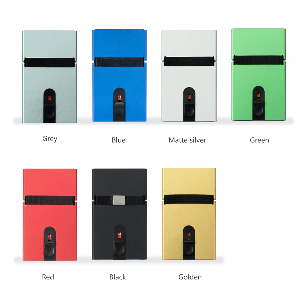 Dropshipping Slim Automatic Stainless Steel Credit Card Box Wallet Tarjetero De Aluminio RFID Secure Pop Up Aluminum Card Holder