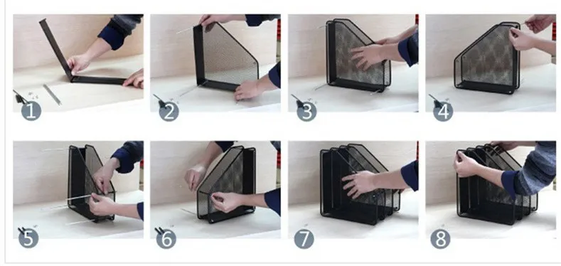 3 Vertical Compartments Office Desktop Mesh Document Magazine File Storage Organizer Holder