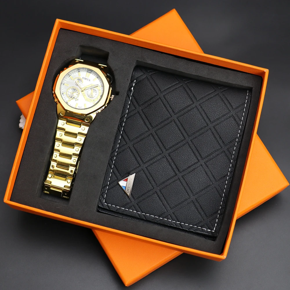 Luxury Watch+Wallet+box set Top Brand Men Watch wallet Sets with box Fashion Cheap Watches Wallet with box set Wristwatches Gift
