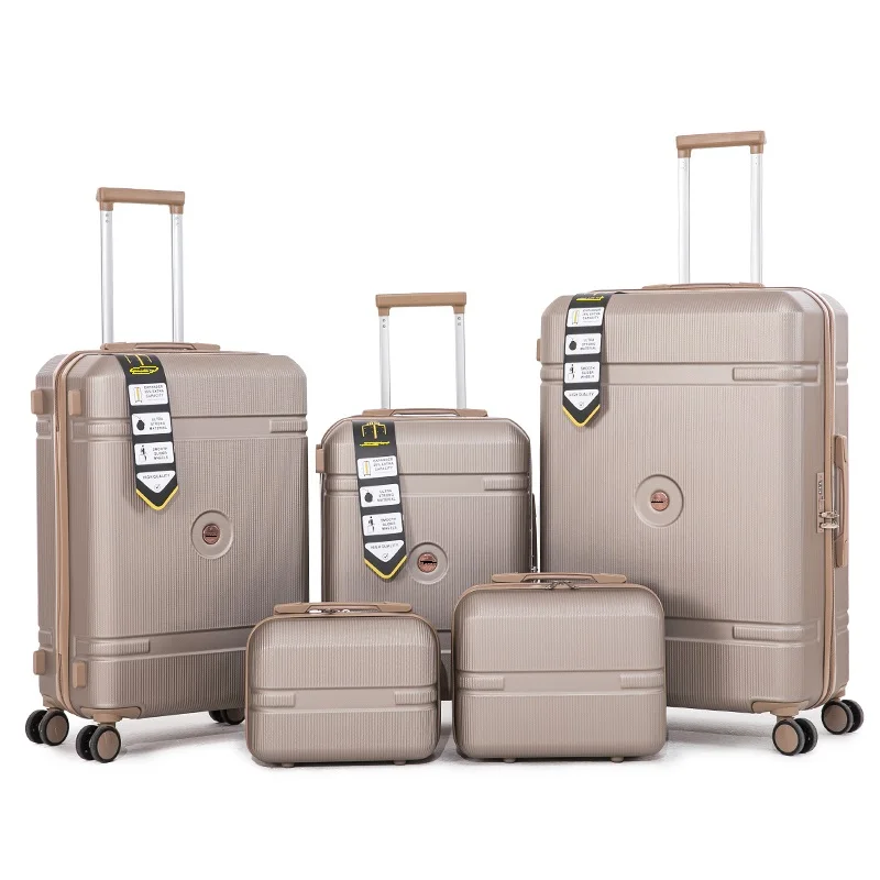 ABS Durable Wave Shape Suitcase Luggage Set 5 PCS Valise Ultra light Custom Mini Travel Suitcase Anti Thief Carry on Luggage