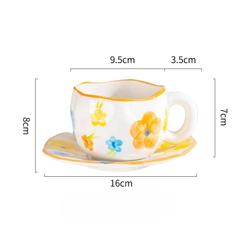 Personality creative simple milk ceramic mug luxury couple coffee mugs Irregular ceramic cup and saucer