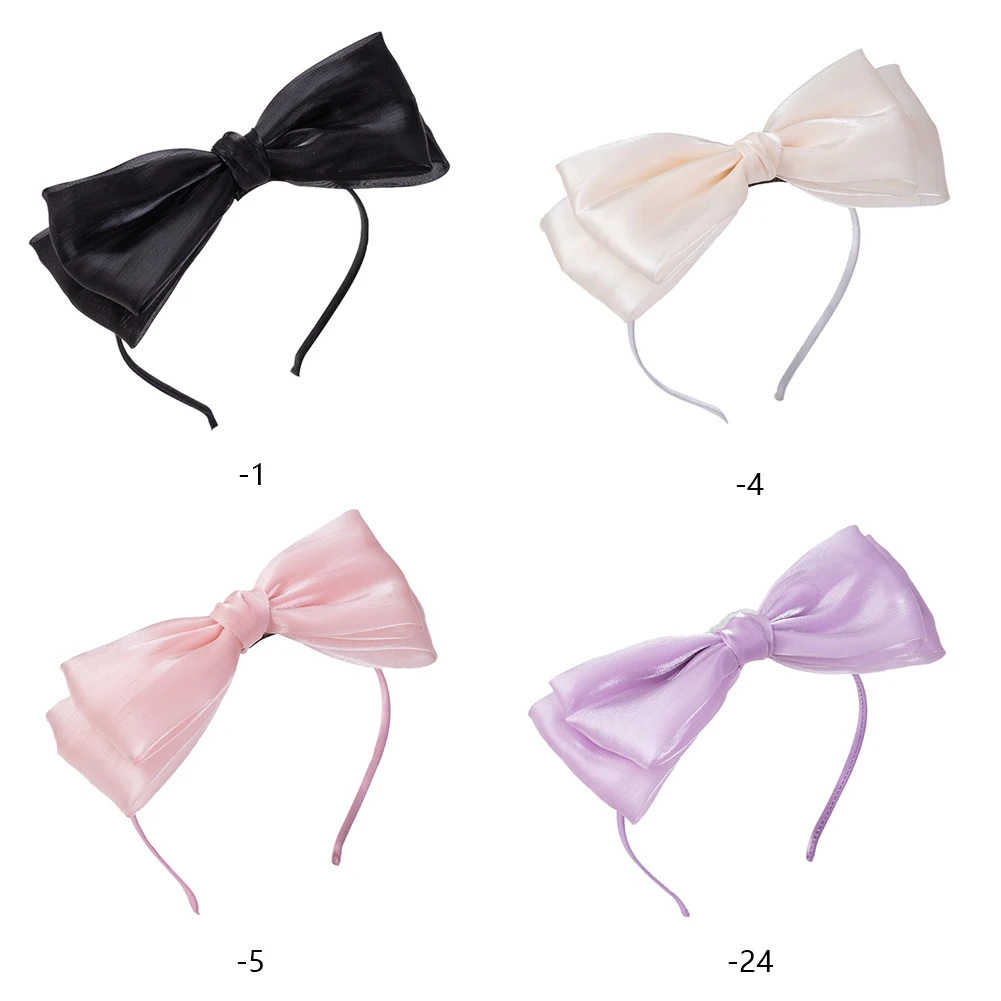 Large Bows Hairband for Women Glitter Gauze Mesh Bows Headbands Bandeau Cheveux Femm For Girl Hair Hoop