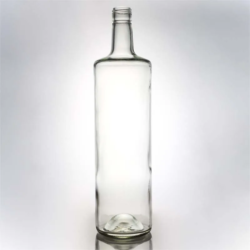 Wholesale custom round glass bottles f or whiskey gin rum with cork stopper