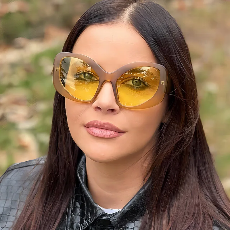 Wholesale unusual stage show outdoor anti uv large frame sunglasses shades uv400 oversized multicolor Y2K sunglasses for women