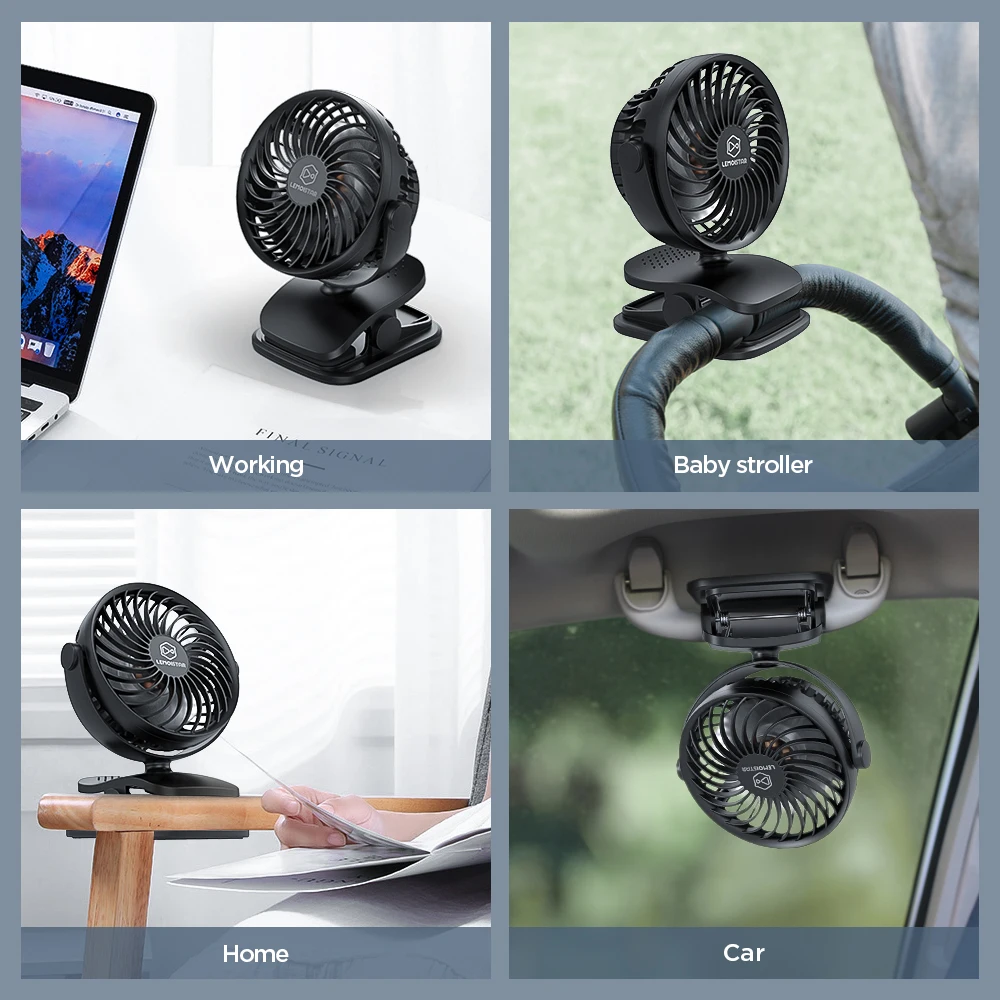 2022 Hot Sale Air Cooling Circulating Usb Cordless Rechargeable Plastic Oscillating Electric Mini Car Portable Fan With Clip