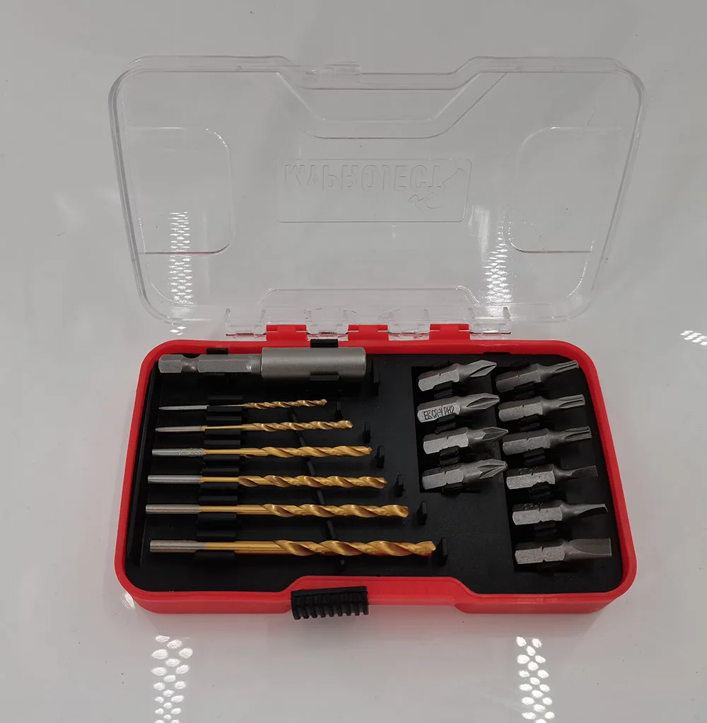 Chrome vanadium 17 pcs wood Twist drill bit screw driver set bits for electric drill