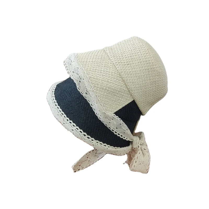 Summer Sun Protection Beach Hat Japanese Style Lace Straw Hat Lovely Wide Brim Hat For Ladies