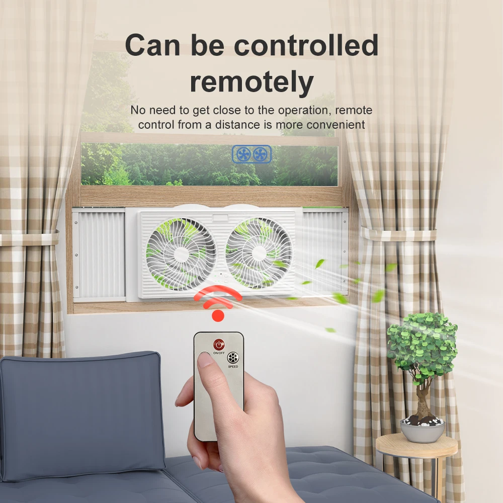 Remote Control House Modern High Quality Quiet Ventilation Rechargeable 9 Inch Twin Wall Window Air Exhaust Electric Fan