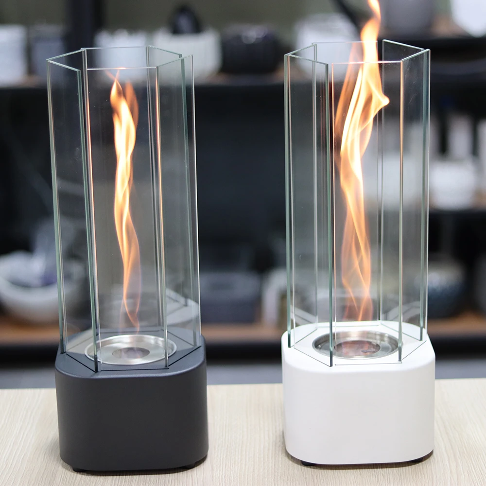 Indoor Table Top Fire Pit Metal Ethanol Fireplace with Bioethanol Burner Spin Fire & Tornado Fire Pit Features