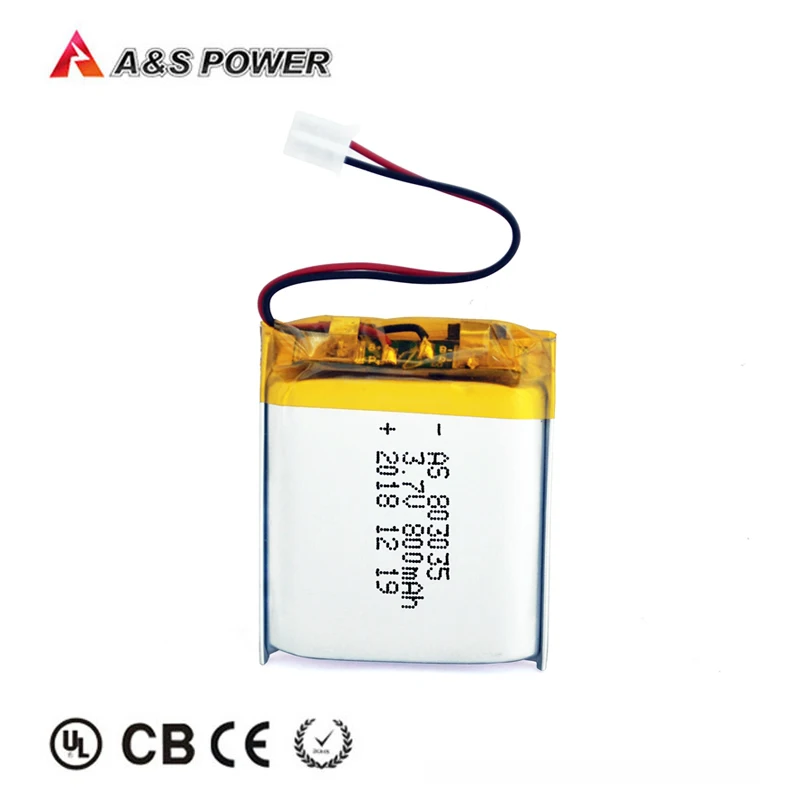 Rechargeable lithium polymer battery 3.7v 800mAh UL2054/CB certified 803035 Li polymer battery