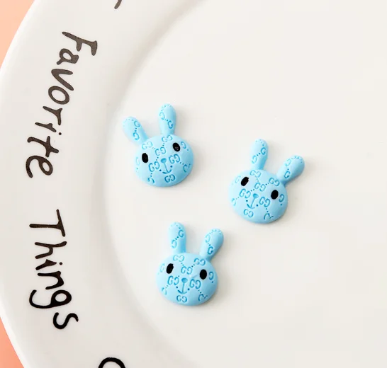 Wholesale Cooky Resin rabbit head bear macaron color diy jewelry phone case patch 3d kawaii bunny nail charms accessories