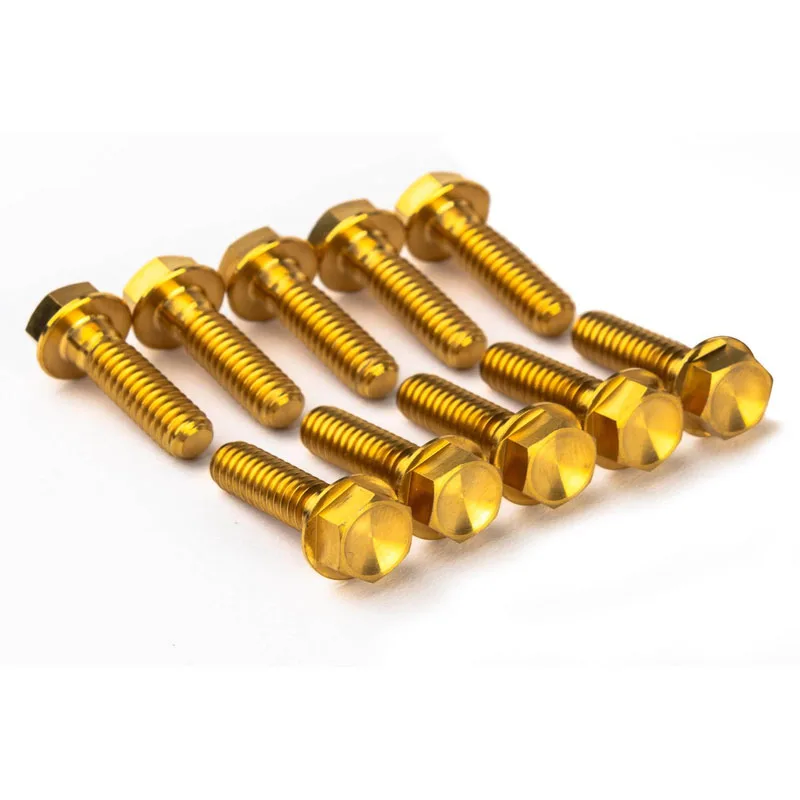 Factory Wholesale Bolts 1/4 M8 Flange Hex Gold Anodized Socket Head Bolt Titanium for motorcycle