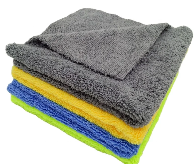 microfiber edgeless cutting short-long pile two side  cleaning cloth rags for car