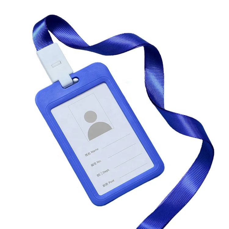 Polyester Lanyard Badge Holder 2 Sided Windowed Hard Plastic ID Card Holder with Neck Strap for Student Empolyee Bulk Sale