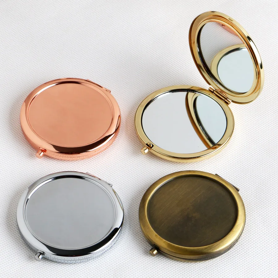 Metal Double-sided Small Gold Mirror with Folding Portable Rose Pocket 70MM High-definition Handheld Make-up