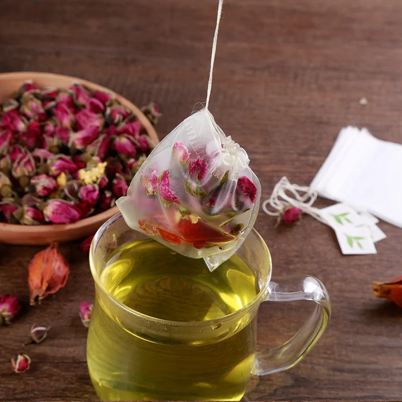 High Quality Nylon 5*6cm drawing line tea bag  disposable filter tea slag bag flower tea powder seasoning bag