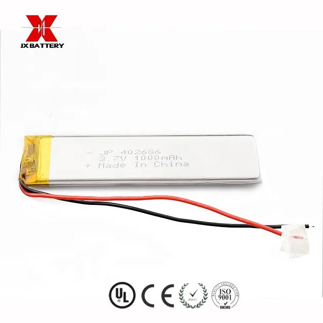long cycle rechargeable battery 402686 3.7v 1000mah lithium polymer battery