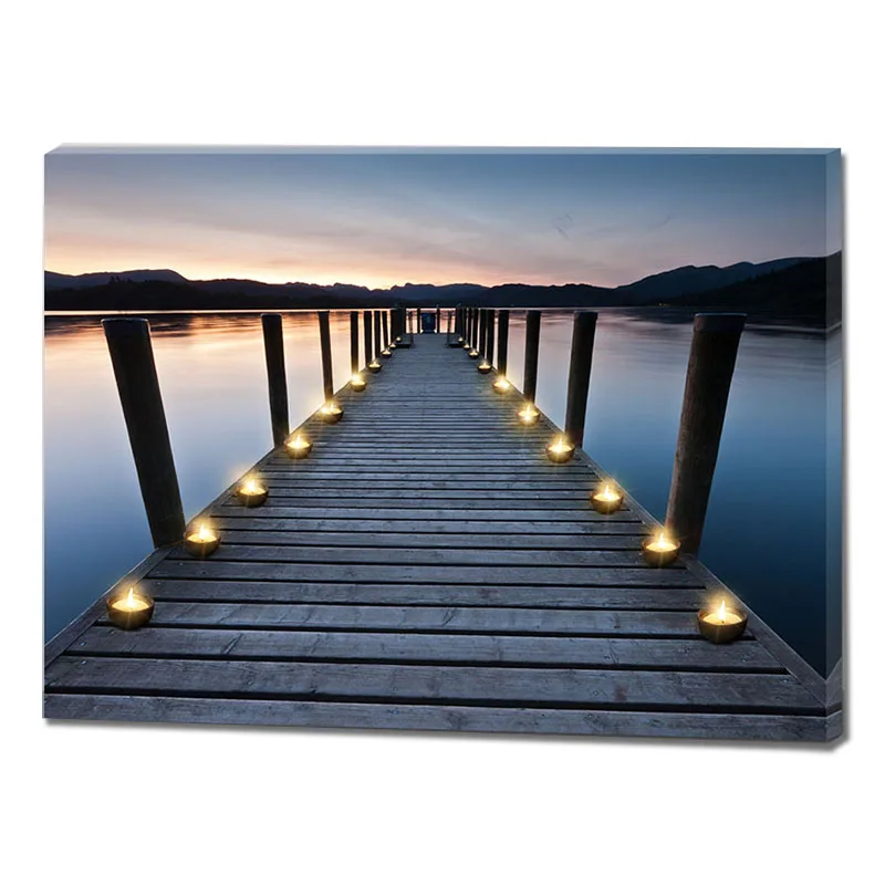 China Factory Price Fashion Seascape Decorative Wholesale Wall Painting with Led Lights Painting on Canvas Artworks