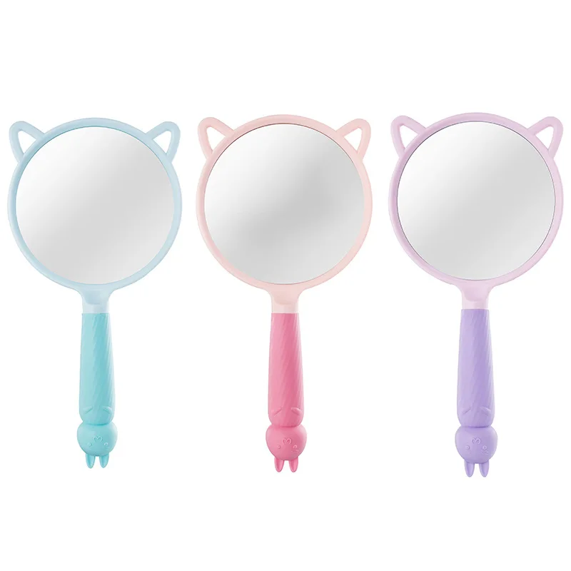 Handheld Cute Makeup Mirror round Vanity Mirror with Custom Various animal shapes Handle Mirror for Makeup