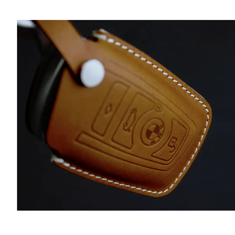 
YY Factory Handmade Genuine Leather Car Key Case Key Holder Pocket for BMW 