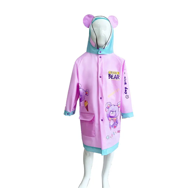 hot selling fashionable cartoon modern environmental protection healthy students EVA custom raincoat children for outdoor