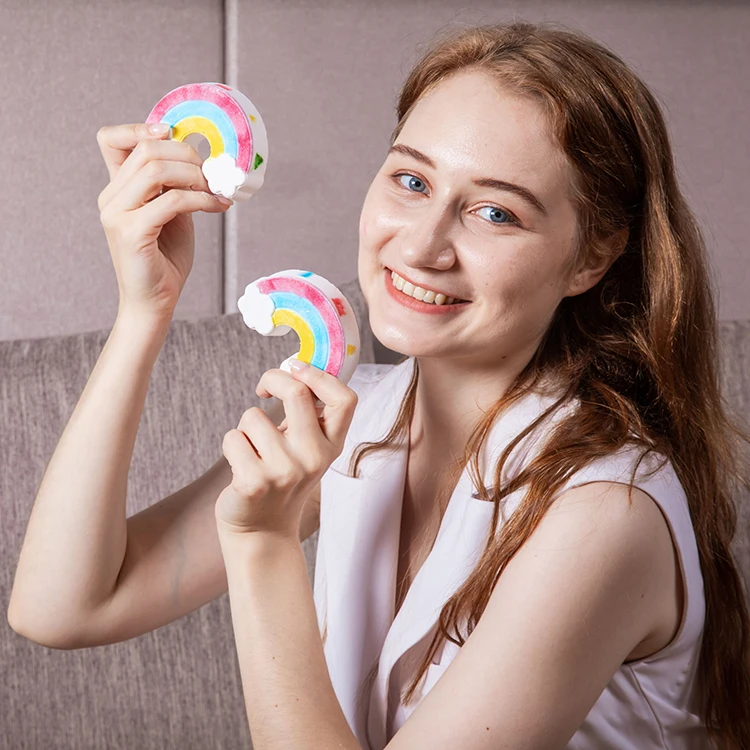 Best Wholesale Christmas Gift Low Price Large Bubble Bath Fizzies Organic Ingredients rainbow bath bomb