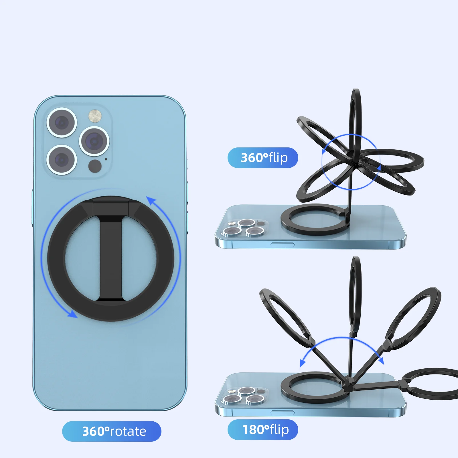 Customized Logo Magsaf Gym 360 Degree Rotation Magnetic Flexible Double Magnet Phone Holder