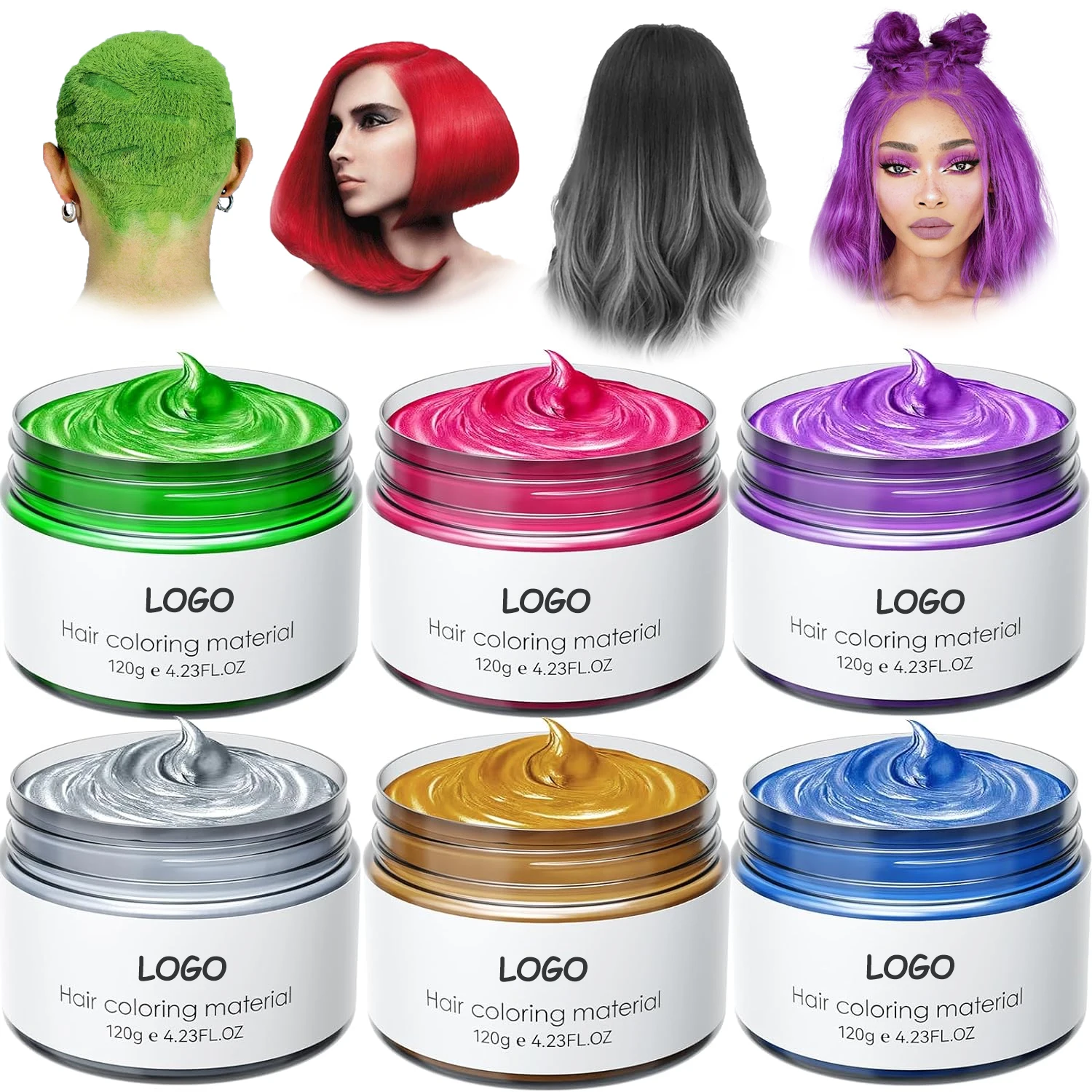 Wholesale 6 Color Temporary Hair Color Wax Natural Ingredients Diy Temporary Hair Color for Kids Women Men Party Cosplay