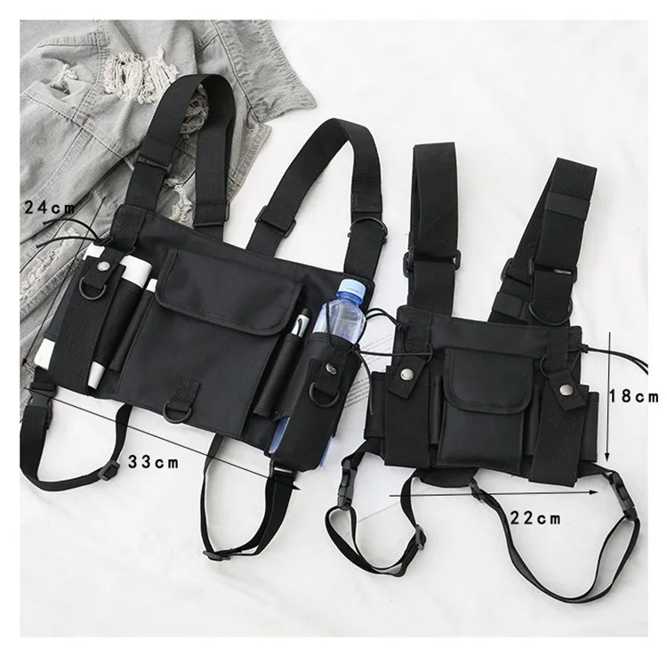 Custom Anti-Theft Hip Pop Vest Rig Bag Fashionable Portable Nylon Tactical Chest Rig for Outdoor Activities Water Resistant
